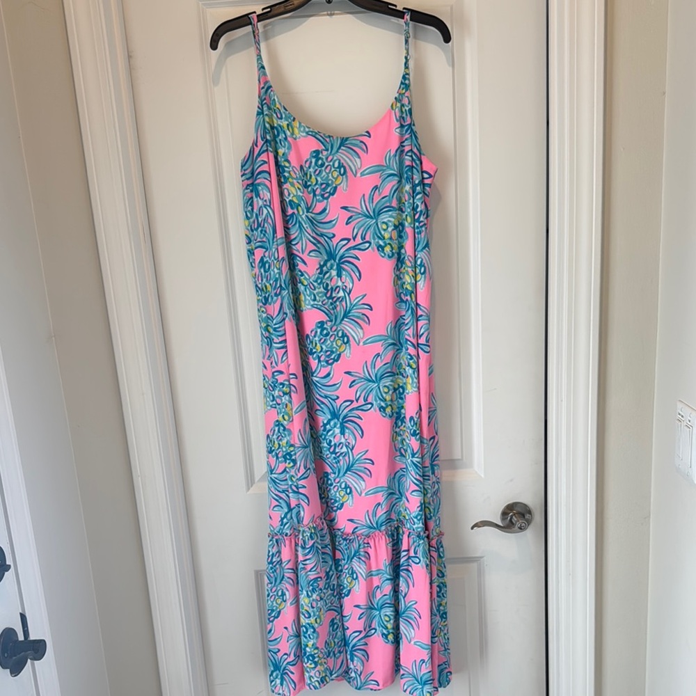 Lilly Pulitzer Pink and Blue Midi Dress